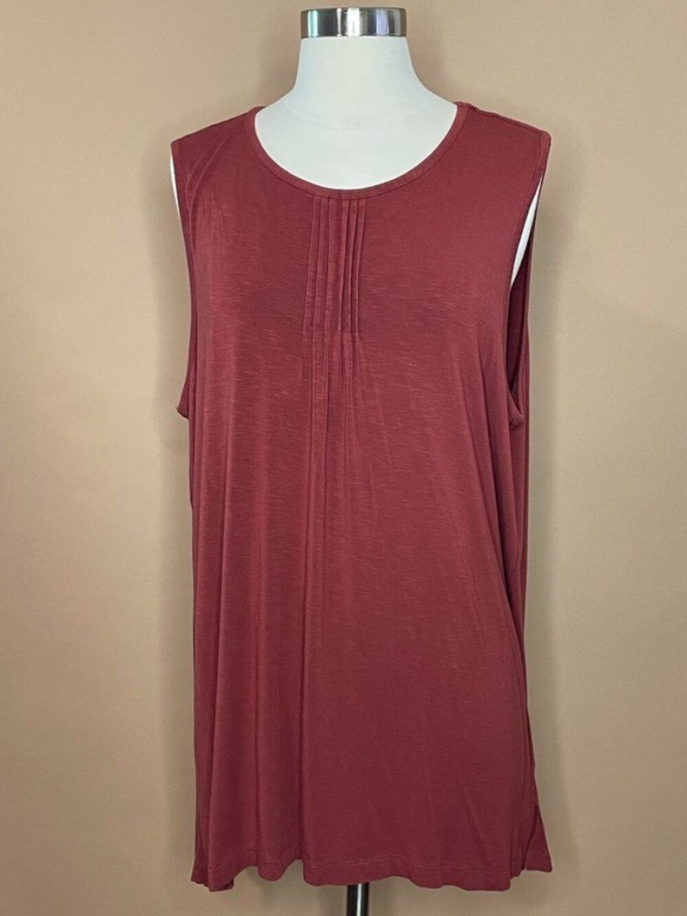 Rust Sleeveless Tunic Top Womens Plus Size Flowy Boho Tank XL